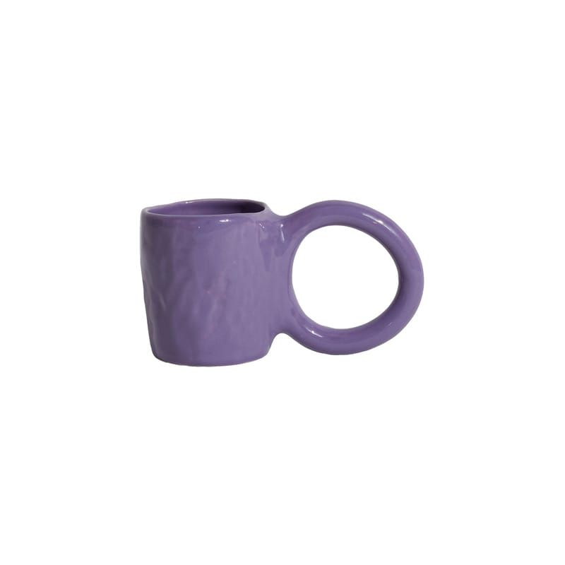 Table et cuisine - Tasses et mugs - Tasse à café Donut Medium céramique violet / Ø 8 x H 9 cm - Petite Friture - Myrtille - Faïence émaillée