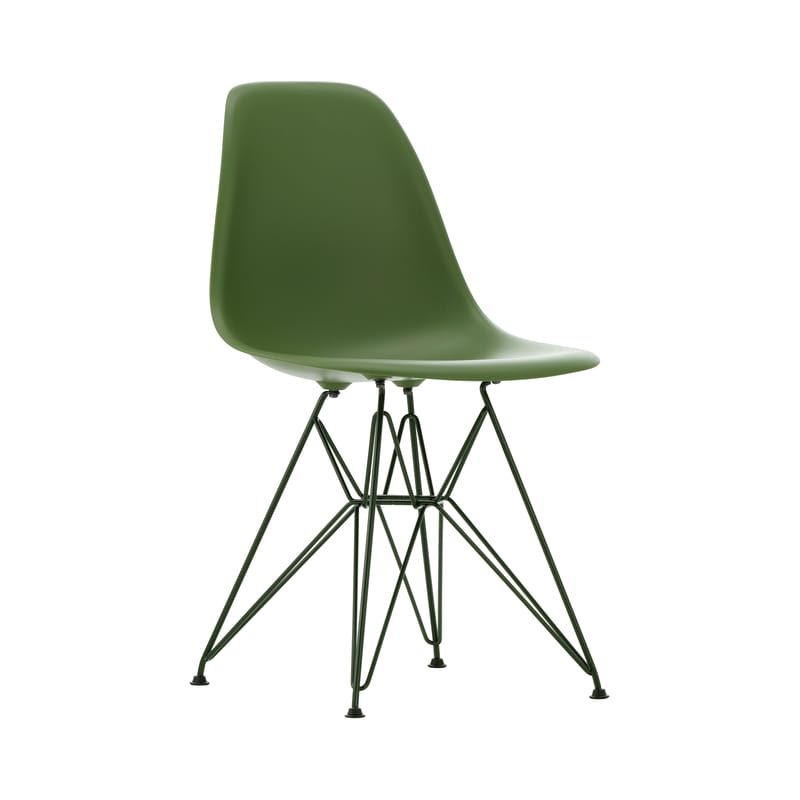 Mobilier - Chaises, fauteuils de salle à manger - Chaise DSR Colours - Eames Plastic Side Chair plastique vert / (1950) - Pieds colorés - Vitra - Forêt / Pieds vert foncé - Acier laqué époxy, Polypropylène