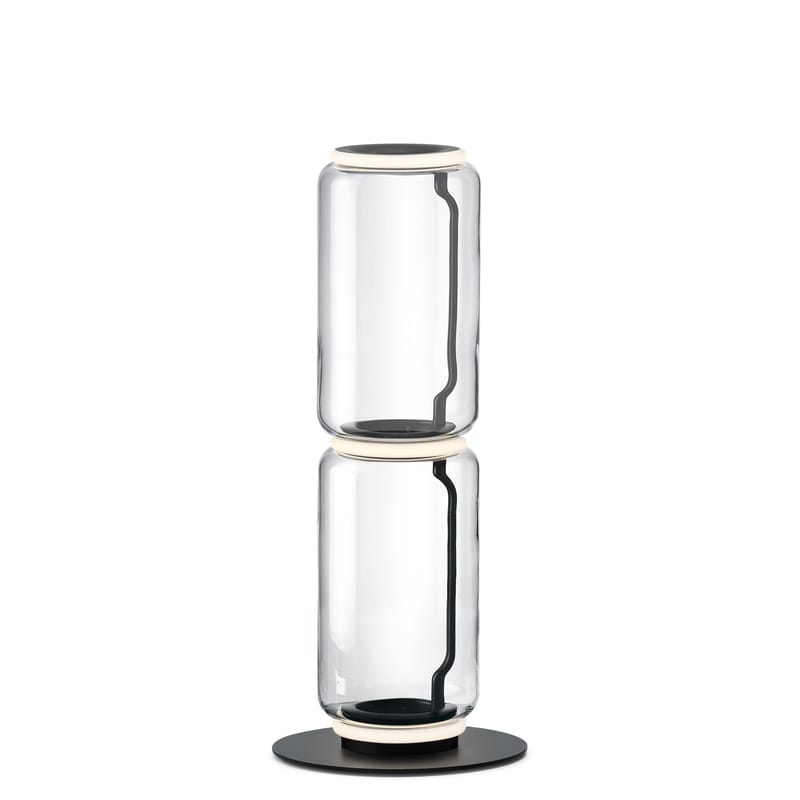 Lighting - Floor lamps - Noctambule Cylindre n°2 Lamp glass transparent / LED - Ø 25 x H 95 cm - Flos - H 95 cm / Transparent - Blown glass, Cast aluminium, Steel