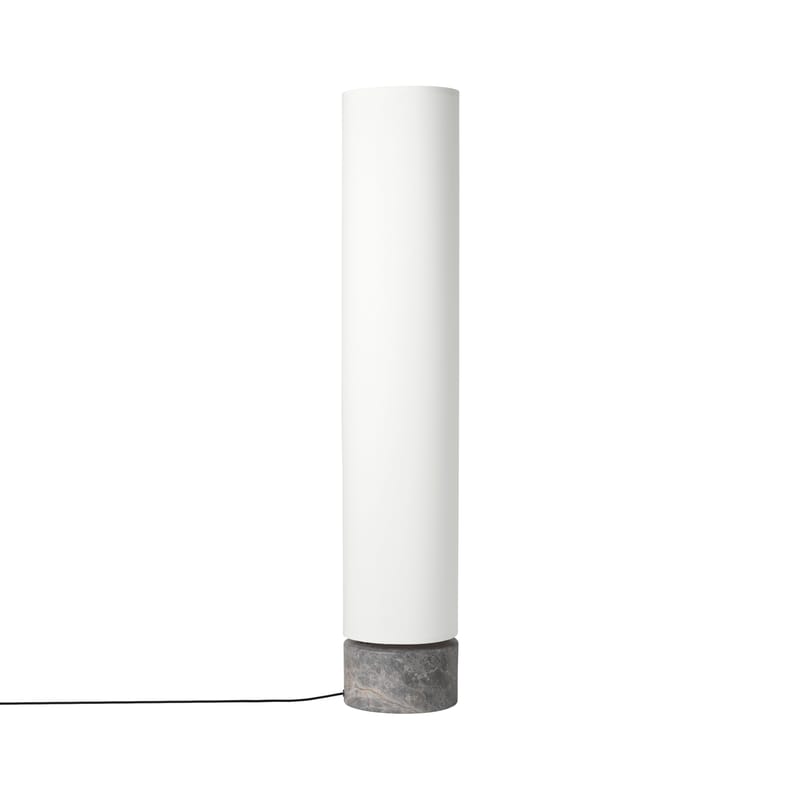 Luminaire - Lampadaires - Lampadaire The Unbound LED tissu blanc / H 120 cm - marbre / Pivotant - Gubi - Lin blanc / Marbre gris - Lin, Marbre