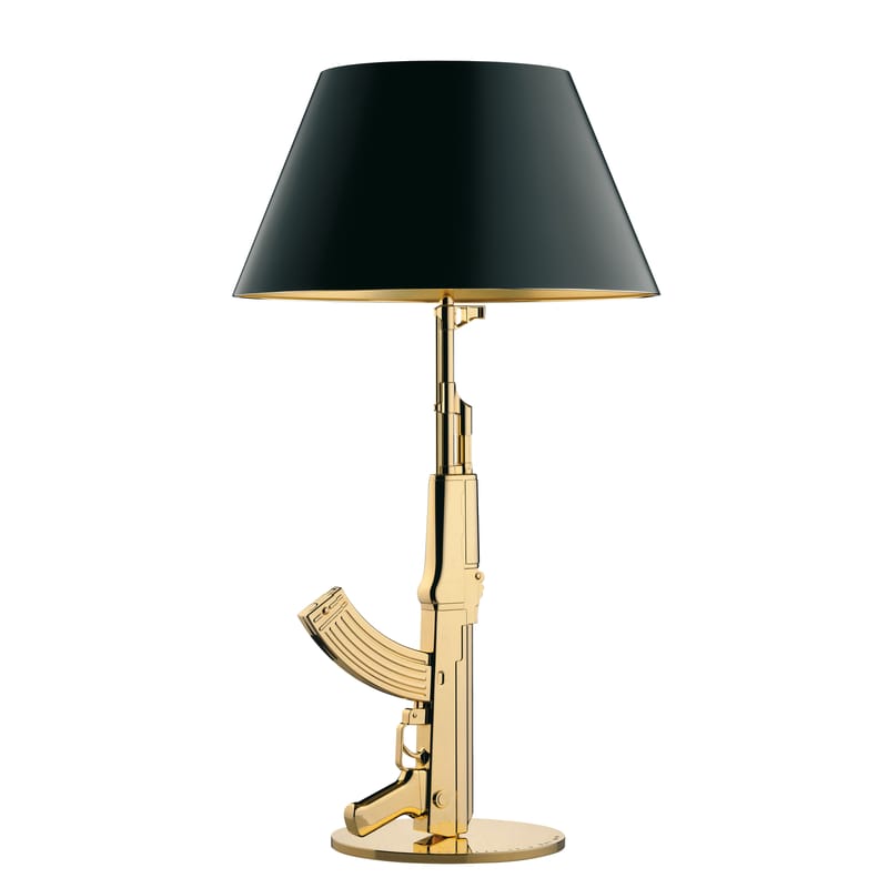 Luminaire - Lampes de table - Lampe de table Table Gun   / H 92 cm - Or 18K - By Starck - Flos - Or 18K / Noir - Aluminium plaqué or 18 carats, Papier plastifié