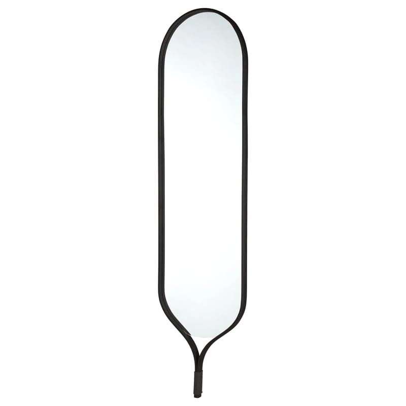 Décoration - Miroirs - Miroir mural Racquet bois noir / Chêne - L 50 x H 200 cm - Bolia - Noir - Chêne massif courbé, Verre