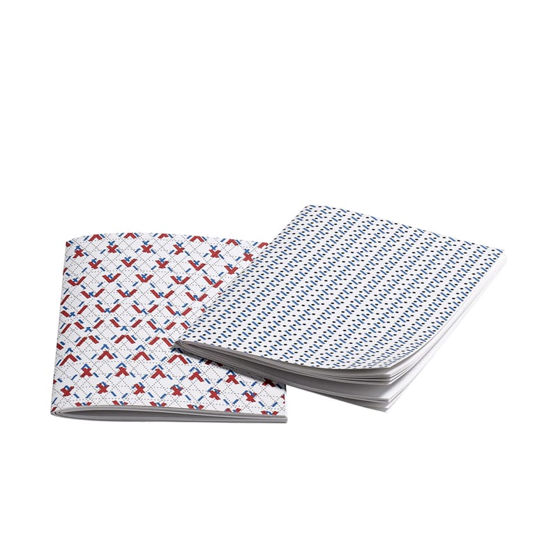 Accessories - Desk & Office Accessories - Line Dot Small Notepad paper blue red Set of 2 - 14 x 9,5 cm - Hay - Blue & red - Paper