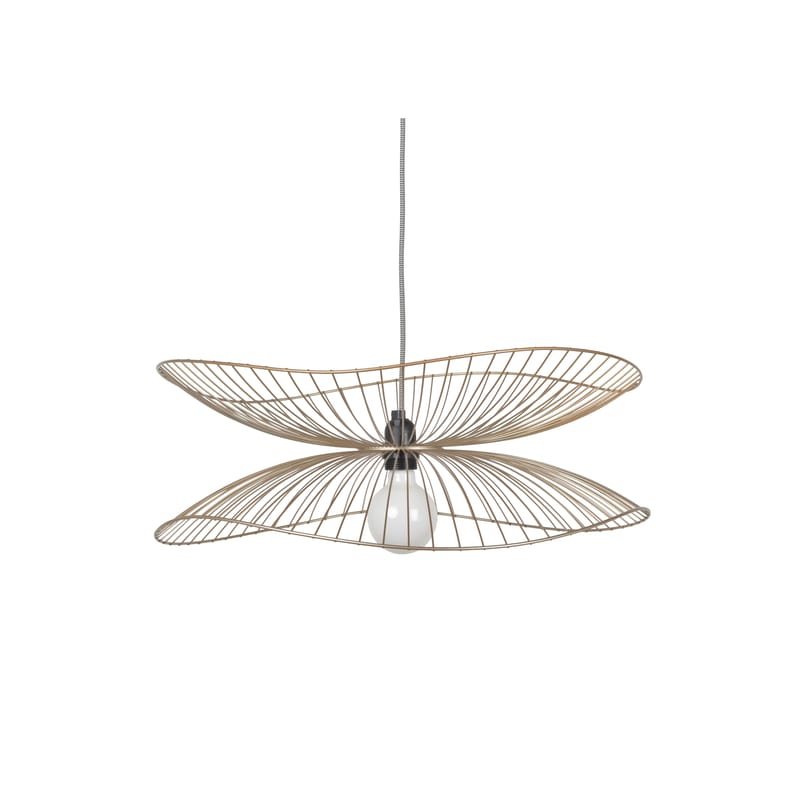 Lighting - Pendant Lighting - Libellule Small Pendant metal beige / Ø 56 x H 20 cm - Forestier - Champagne - Lacquered wire