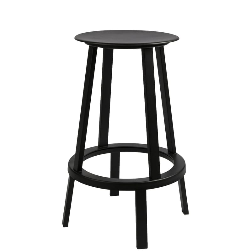 Furniture - Bar Stools - Revolver Swivel bar stool metal black H 65 cm - Metal - Hay - Black - Steel xith epowy paint