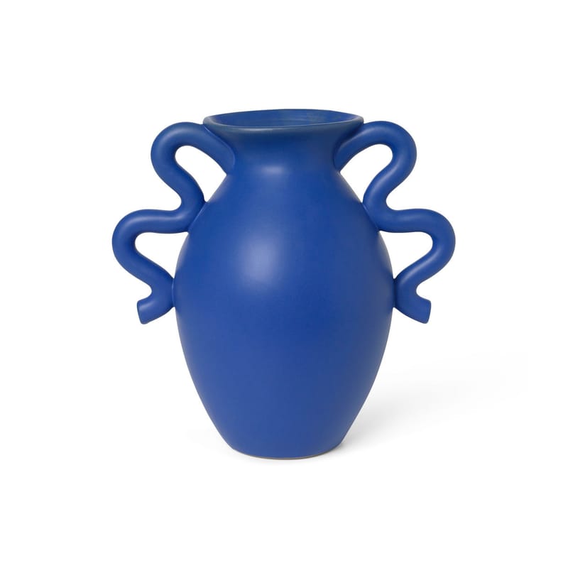 Décoration - Vases - Vase Verso céramique bleu / Ø 18 x H 27 cm - Ferm Living - Bleu - Grès émaillé