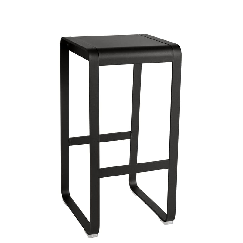 Furniture - Bar Stools - Bellevie High stool metal black H 75 cm / Aluminium - Fermob - Liquorice - Painted aluminium
