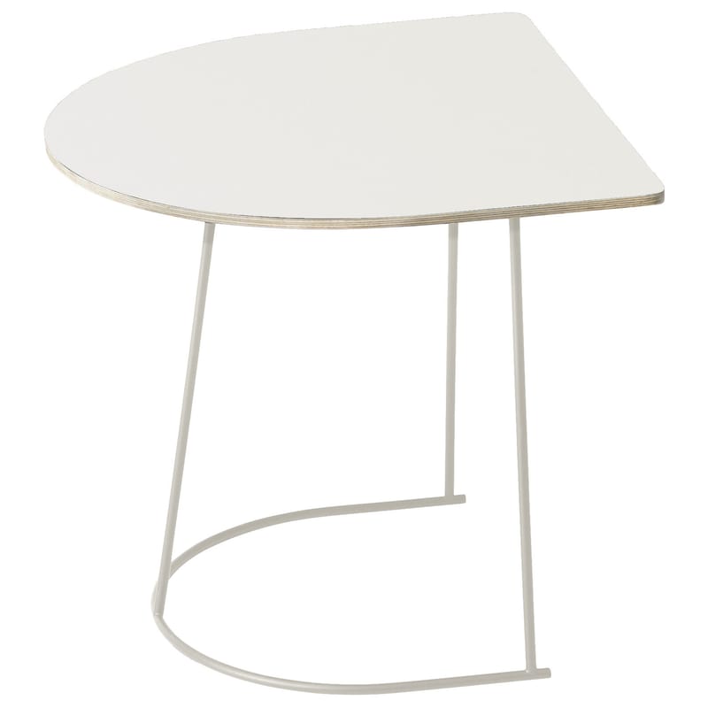 Furniture - Coffee Tables - Airy Half End table metal wood white beige / 44 x 39,5 cm - Muuto - Off white - Painted steel, Plywood, Stratified