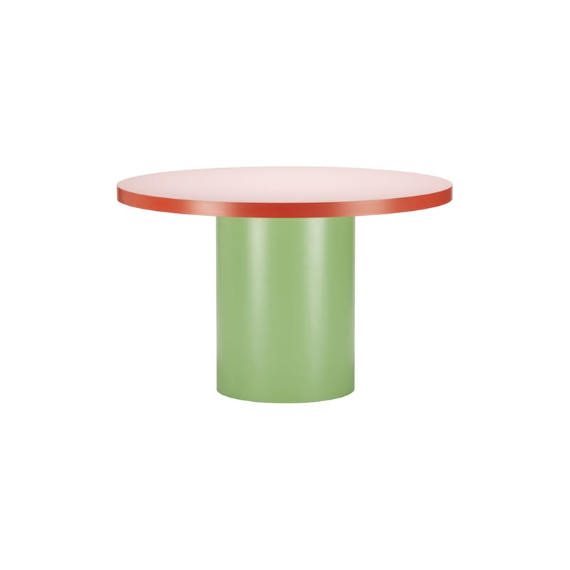 Mobilier - Tables - Table ronde Tagadà bois multicolore / Ø 120 cm - STAMULI - Vert / Rose / Rouge - Acier inoxydable, Contreplaqué, MDF, Stratifié HPL