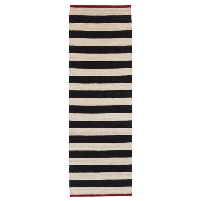 Dekoration - Teppiche - Teppich Mélange - Stripes 2 textil weiß schwarz / 80 x 240 cm - Nanimarquina - 80 x 240 cm / Streifenmuster - Wolle, afghanisch
