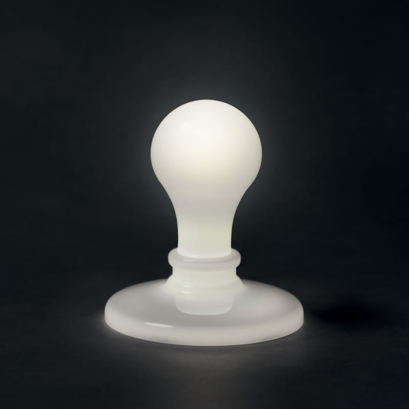 Leuchten - Tischleuchten - Tischleuchte Light Bulb LED - White glas weiß / By James Wines - Limitierte, nummerierte Serie - Foscarini - White Light / Weiß - geblasenes Glas, lackiertes Aluminium