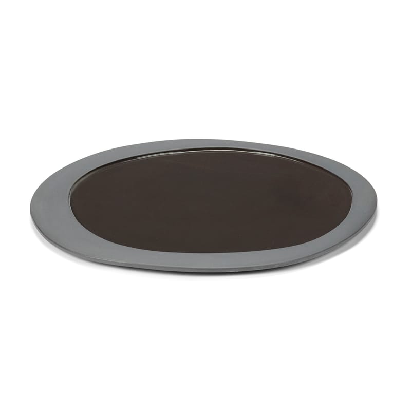 Table et cuisine - Assiettes - Assiette Inner Circle céramique gris / Large - 33 x 30 cm / Grès - valerie objects - Gris foncé - Grès