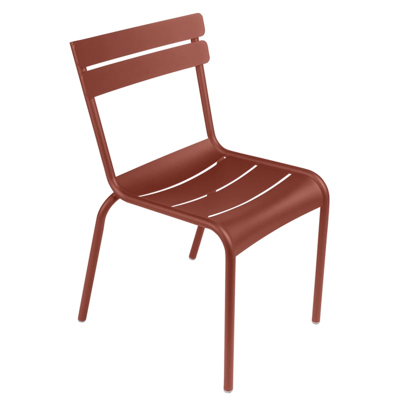 Mobilier - Chaises, fauteuils de salle à manger - Chaise empilable Luxembourg métal rouge marron / Aluminium - Fermob - Ocre rouge - Aluminium laqué