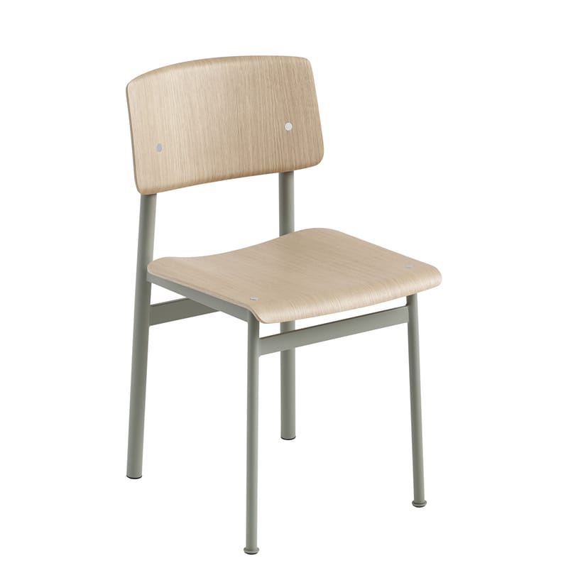 Mobilier - Chaises, fauteuils de salle à manger - Chaise Loft vert bois naturel - Muuto - Vert poudré / Chêne - Acier laqué époxy, Contreplaqué de chêne
