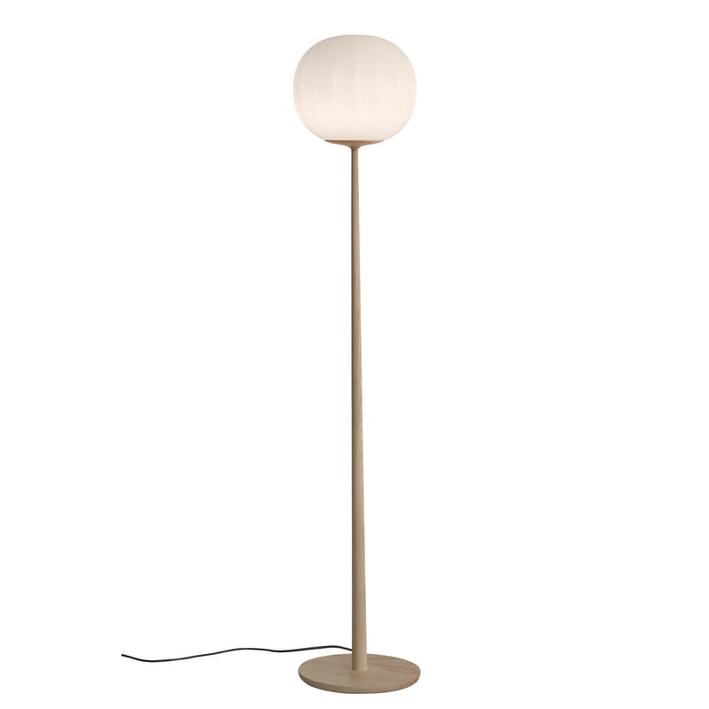 Lighting - Floor lamps - Lita Floor lamp glass white natural wood / LED - Ø 30 x H 160 cm - Luceplan - Wood & white / Ø 30 cm - Blown glass, Solid ash wood