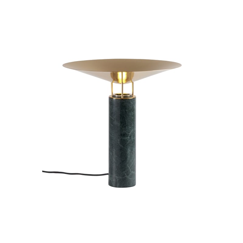 Luminaire - Lampes de table - Lampe de table Rebound métal pierre vert / Ø 40 x H 39,4 cm - Carpyen - Vert / Laiton - Laiton, Marbre