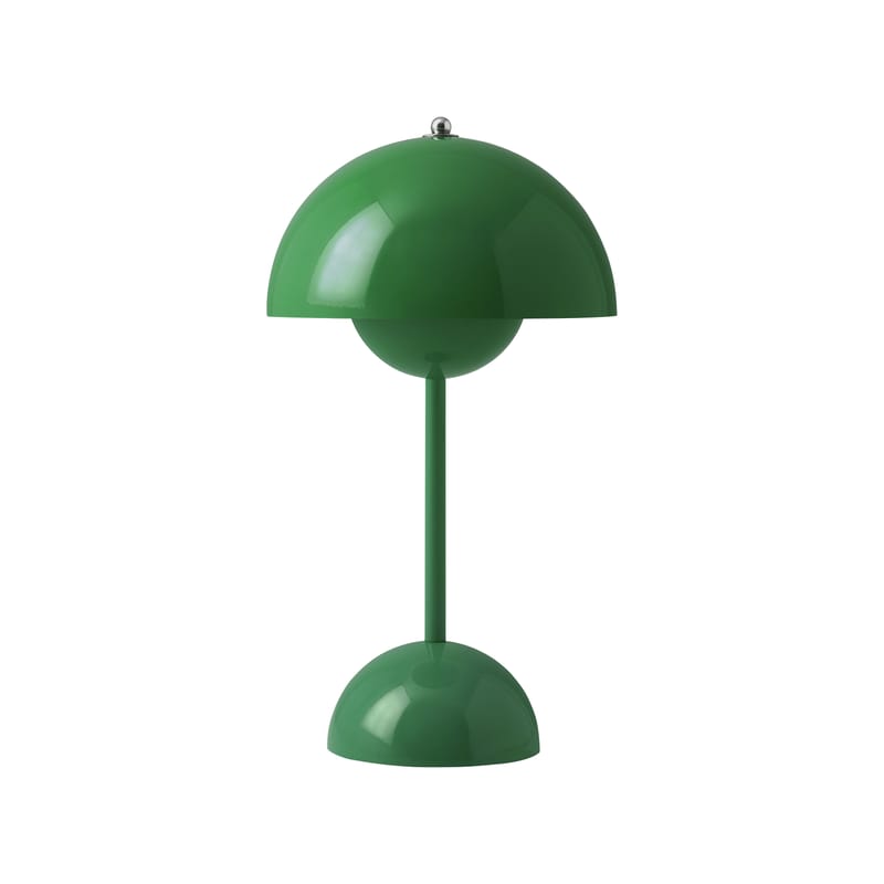 Luminaire - Lampes de table - Lampe sans fil rechargeable Flowerpot VP9 plastique vert / Ø 16 x H 29 cm - Verner Panton, 1968 - &tradition - Vert signal - Polycarbonate