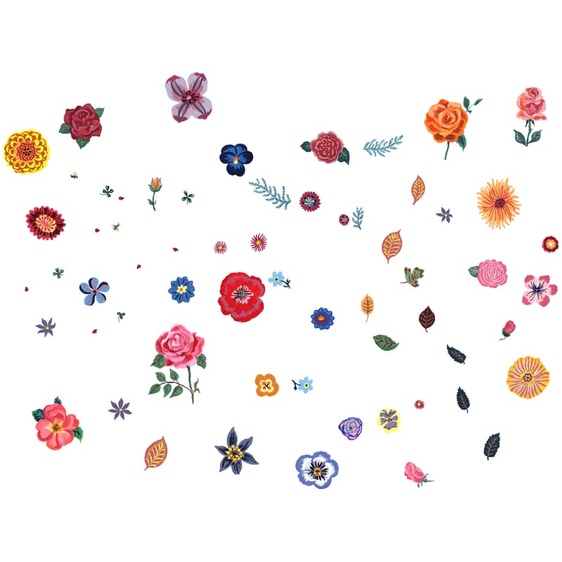 Dekoration - Stickers und Tapeten - Sticker Des fleurs papierfaser bunt 40er Set - Domestic - Mehrfarbig - Blumen - Vinyl