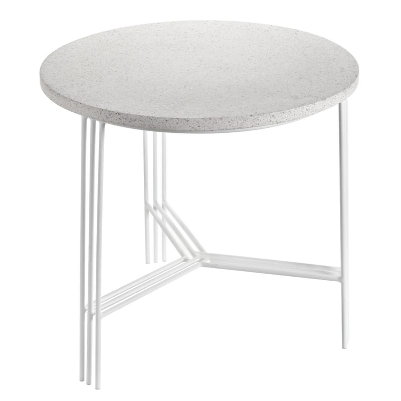 Mobilier - Tables basses - Table basse Terrazzo métal pierre blanc / Ø 50 x H 45 cm - Serax - Terrazzo blanc / Pied blanc - Fer peint, Terrazzo