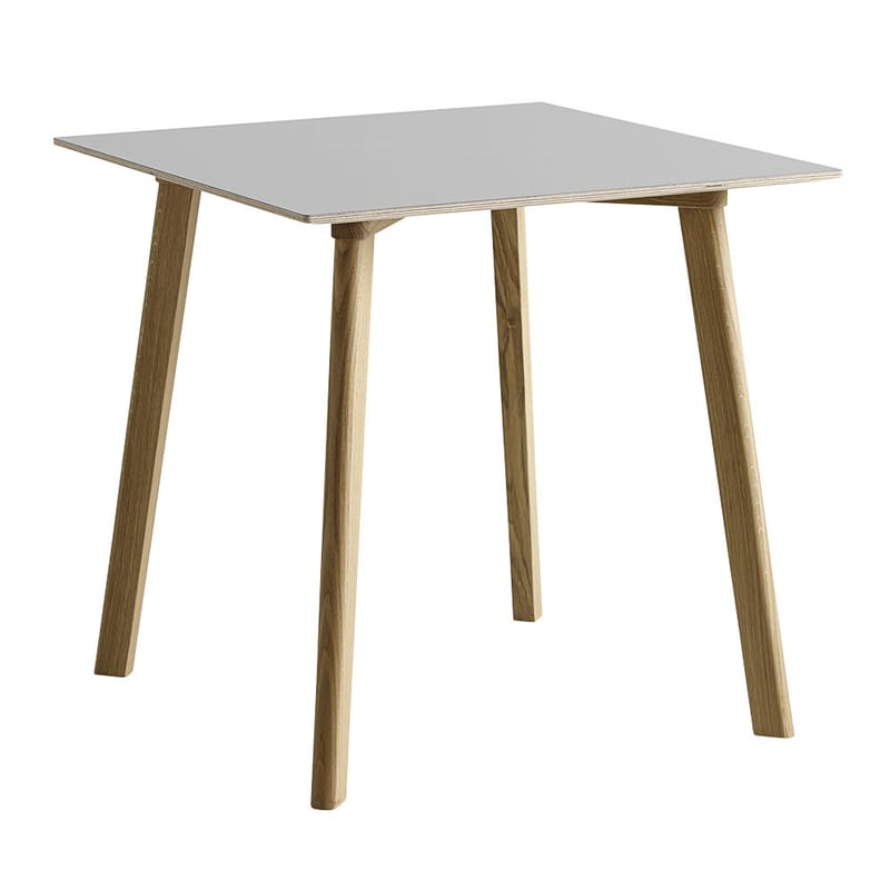 Mobilier - Tables - Table carrée Copenhague CPH DEUX 210 / Laminé - 75 x 75 cm - Hay - Gris (laminé) / Hêtre naturel - Hêtre massif, Stratifié recouvert de laminé plastique