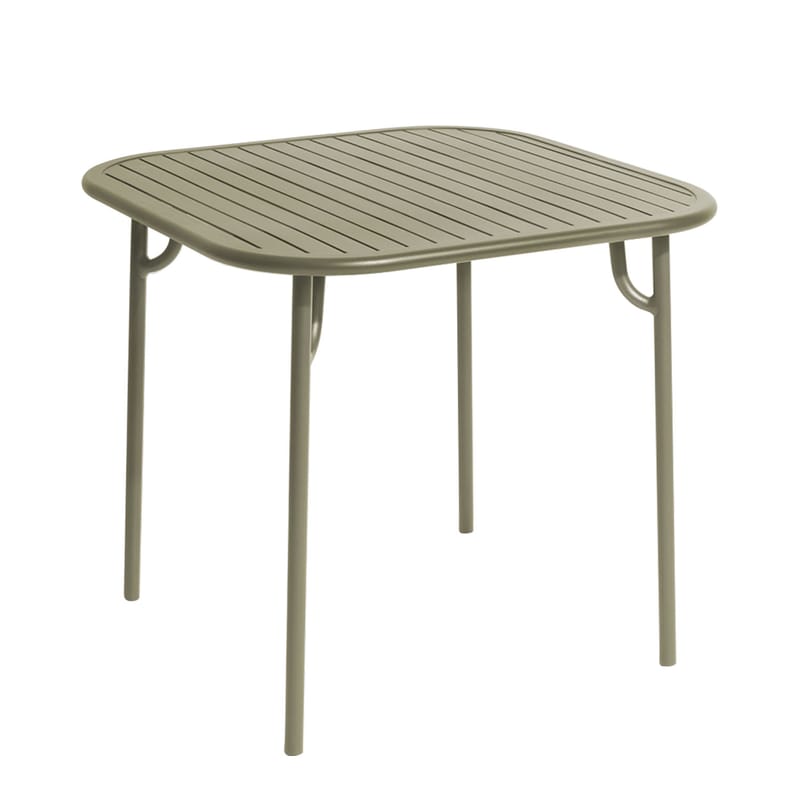 Jardin - Tables de jardin - Table carrée Week-End métal vert / 85 x 85 cm - Aluminium - Petite Friture - Vert Jade - Aluminium thermolaqué époxy