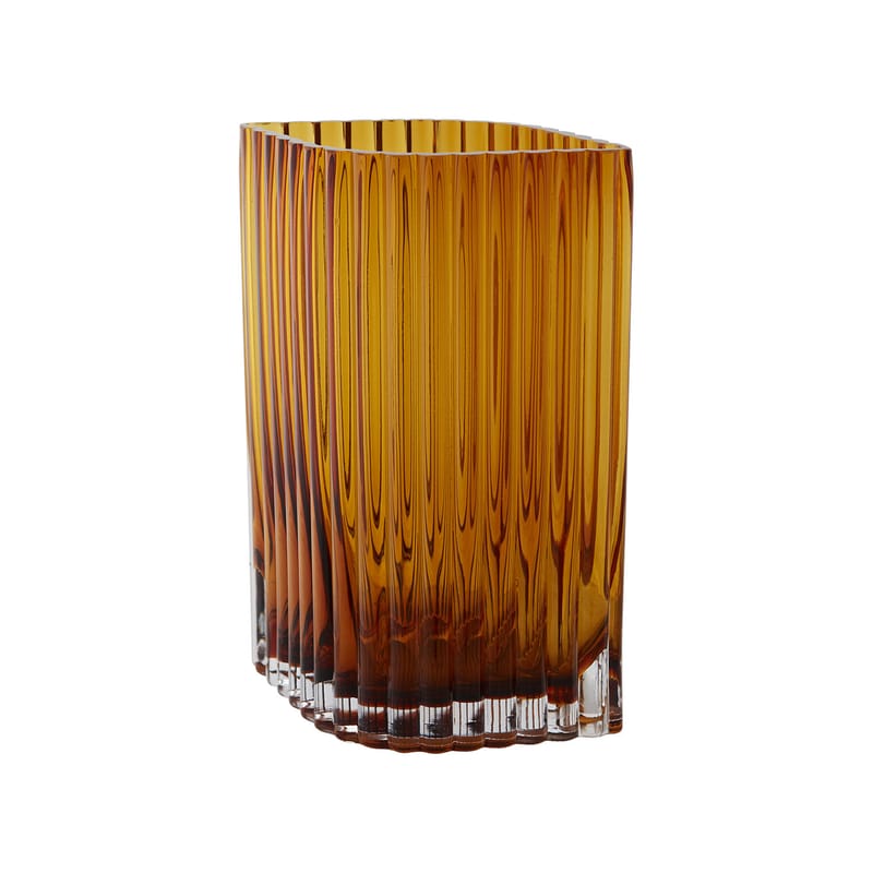 Décoration - Vases - Vase Folium Large verre orange / L 18 x H 25 cm - AYTM - Ambre - Verre