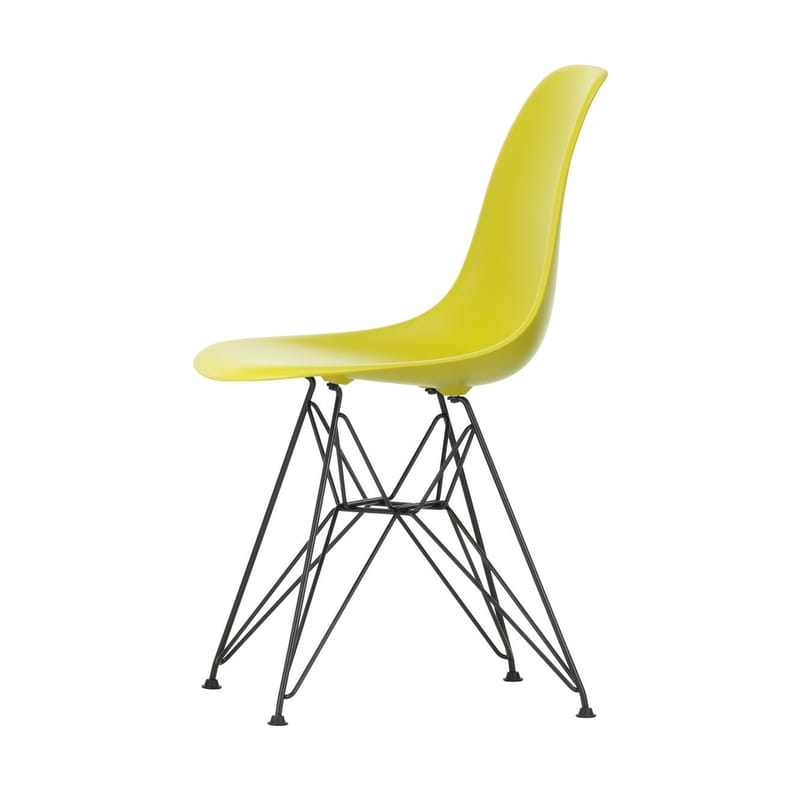 Mobilier - Chaises, fauteuils de salle à manger - Chaise DSR - Eames Plastic Side Chair plastique jaune / (1950) - Pieds noirs - Vitra - Jaune moutarde / Pieds noirs - Acier laqué époxy, Polypropylène