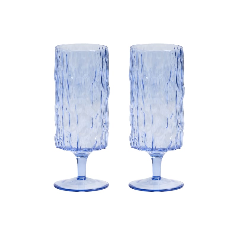 Table et cuisine - Verres  - Flûte à champagne Trunk verre bleu / Set de 2 - & klevering - Bleu - Verre