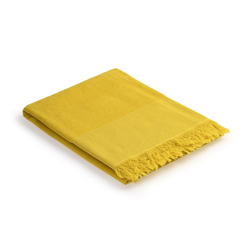 Décoration - Textile - Fouta  tissu jaune /  Serviette de bain - 93x 165 cm - Coton - Au Printemps Paris - Jaune - Coton