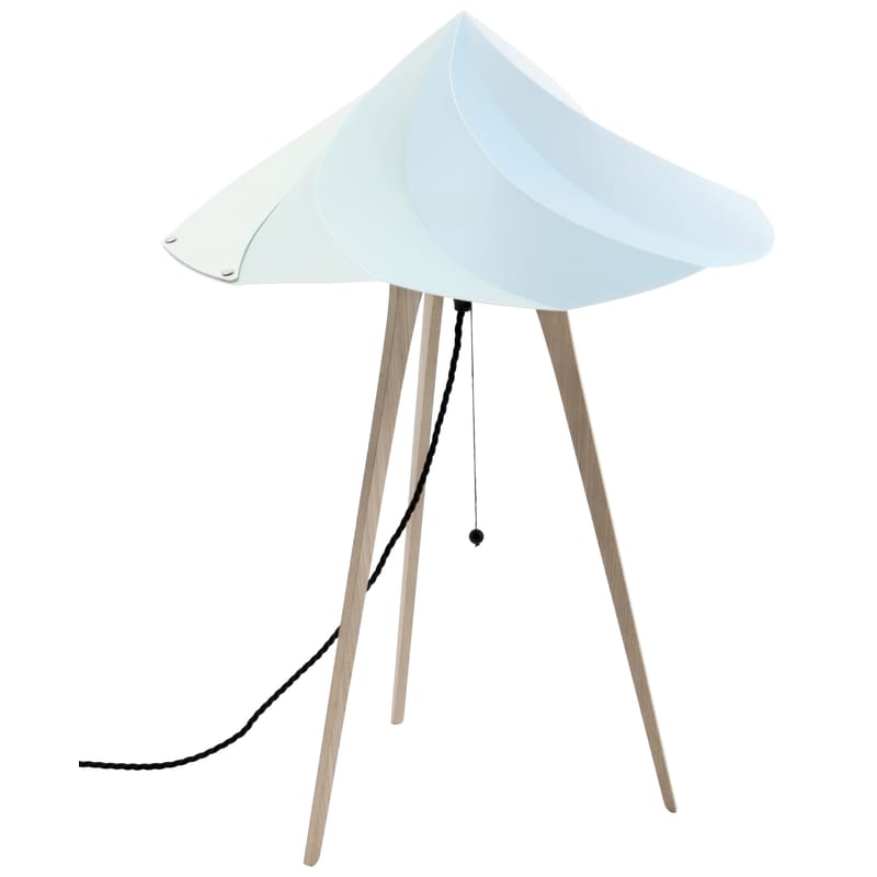 Luminaire - Lampes de table - Lampe à poser Chantilly Large plastique bois bleu / H 65 cm - Moustache - Bleu - Multiplis de chêne, Polypropylène recyclé