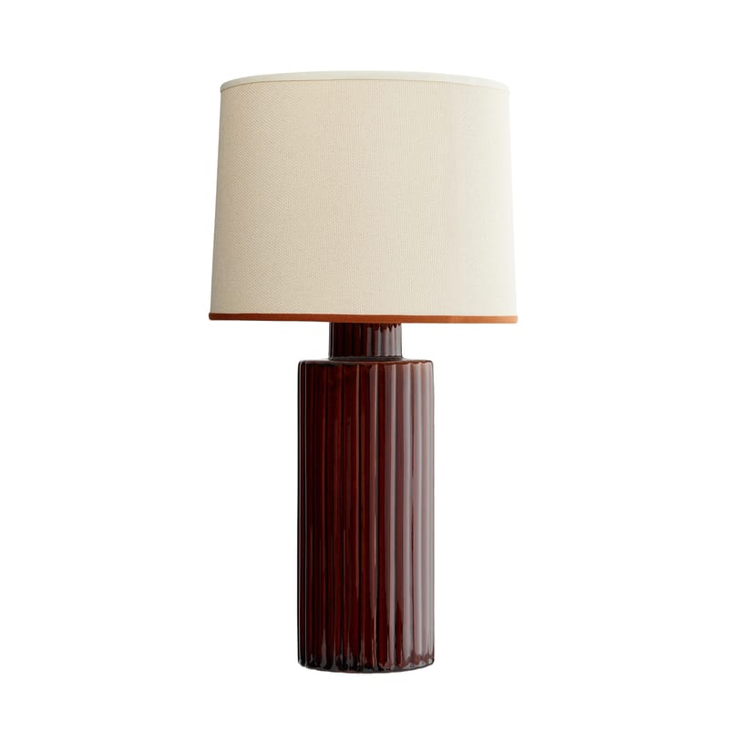 Luminaire - Lampes de table - Lampe de table Portofino tissu rouge / H 46 cm - Maison Sarah Lavoine - Ecorce / Tissu blanc - Céramique, Coton