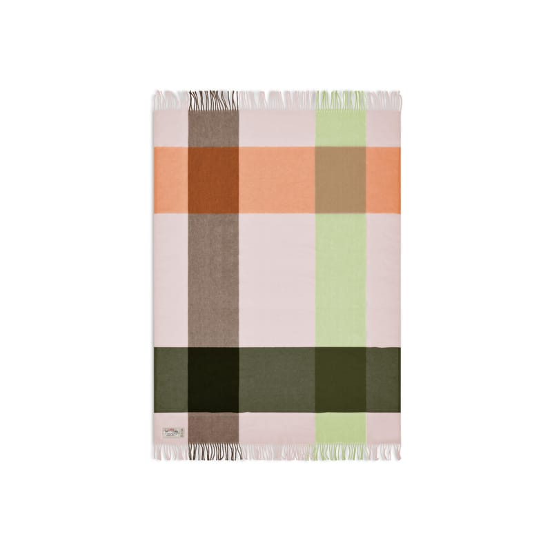 Dossiers - Les bonnes affaires - Plaid Colour Blend tissu multicolore / 100 % pure laine vierge - 185 x 130 cm - Fatboy - Clémentine (tons crème, orange & vert) - Laine