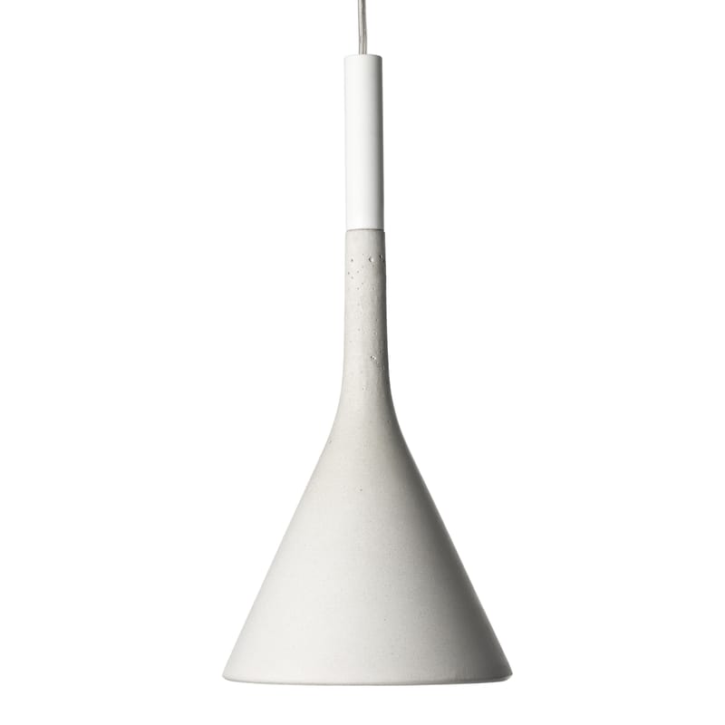 Luminaire - Suspensions - Suspension Aplomb pierre blanc / Ciment - Ø 17 cm x H 36 cm / Câble 10 mètres - Foscarini - Blanc - Ciment