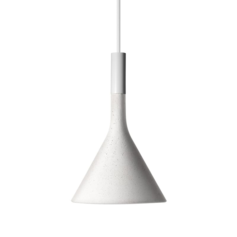 Luminaire - Suspensions - Suspension Mini Aplomb pierre blanc / Ciment - Ø 11,5 x H 21 cm - Foscarini - Blanc - Ciment