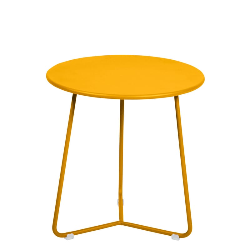 Mobilier - Tables basses - Table d\'appoint Cocotte métal jaune / Tabouret - Ø 34 x H 36 cm - Fermob - Miel texturé - Acier peint