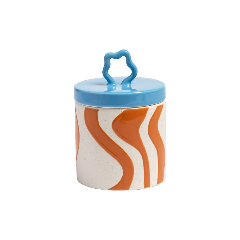 Table et cuisine - Boîtes et conservation - Boîte Liquid céramique orange / Ø 10.5 x H 15 cm - & klevering - H 15 cm / Orange - Grès