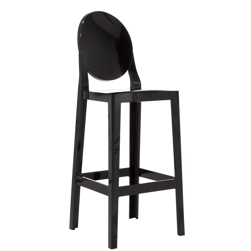 Mobilier - Tabourets de bar - Chaise de bar One more plastique noir / H 65cm - Kartell - Noir - Polycarbonate