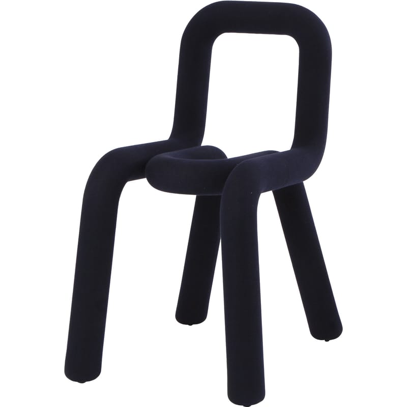 Mobilier - Chaises, fauteuils de salle à manger - Chaise rembourrée Bold tissu bleu - Moustache - Bleu foncé - Acier, Mousse polyuréthane, Tissu