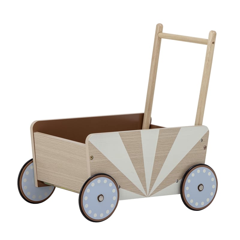 Décoration - Pour les enfants - Chariot de marche Tidde bois naturel - Bloomingville - Bois, blanc & bleu - Bois d\'hévéa, MDF