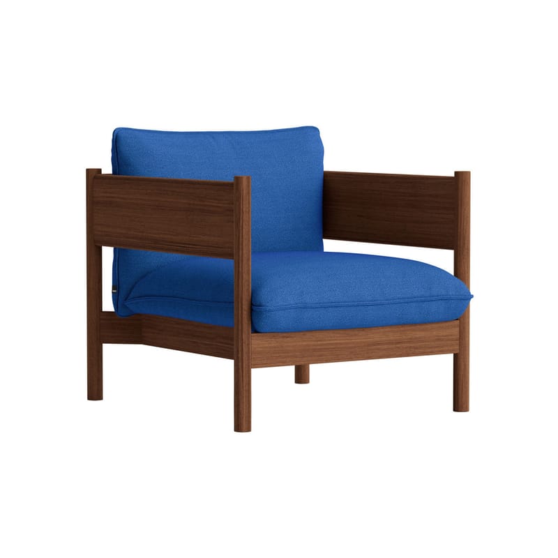Möbel - Lounge Sessel - Gepolsterter Sessel Arbour textil holz blau / Stoff & Holz - Hay - Blau (Hallingdal-Stoff) / Gestell Nussbaum -  Plumes, FSC-Massivholz, Oeko-Tex-Schaum, Umweltgezeichneter Stoff