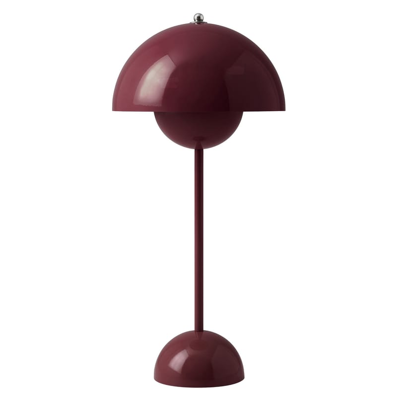 Luminaire - Lampes de table - Lampe de table Flowerpot VP3 métal violet / H 50 cm - By Verner Panton, 1968 - &tradition - Prune foncé - Acier laqué