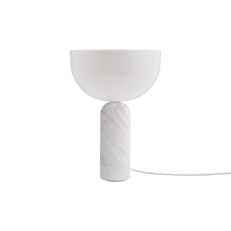 Luminaire - Lampes de table - Lampe de table Kizu Small pierre blanc / Base marbre - H 35 cm - NEW WORKS - Marbre blanc - Acrylique, Marbre