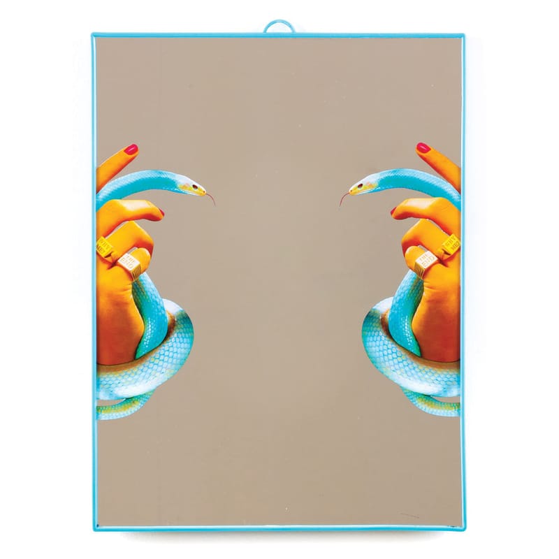 Décoration - Miroirs - Miroir Toiletpaper plastique multicolore / Mains & serpents - Large H 40 cm - Seletti - Mains & serpents / Bleu - Matière plastique, Verre sérigraphié