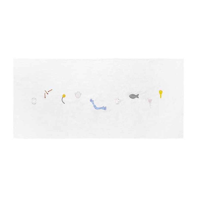 Dossiers - Une garden party réussie - Nappe en tissu Sobremesa tissu blanc / 140 x 300 cm - Lin & coton - Hay - Fond blanc - Coton, Lin