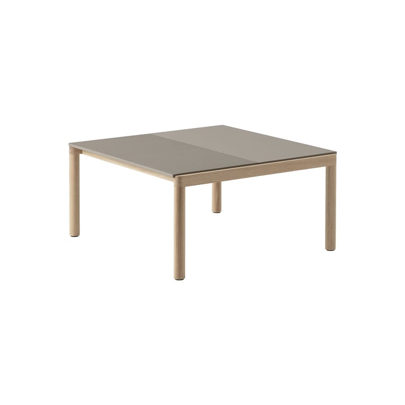 Mobilier - Tables basses - Table basse Couple céramique beige / 84.4 x 80 x H 40 cm - Plateau grès réversible - Muuto - Taupe / Chêne - Chêne huilé, Grès cérame
