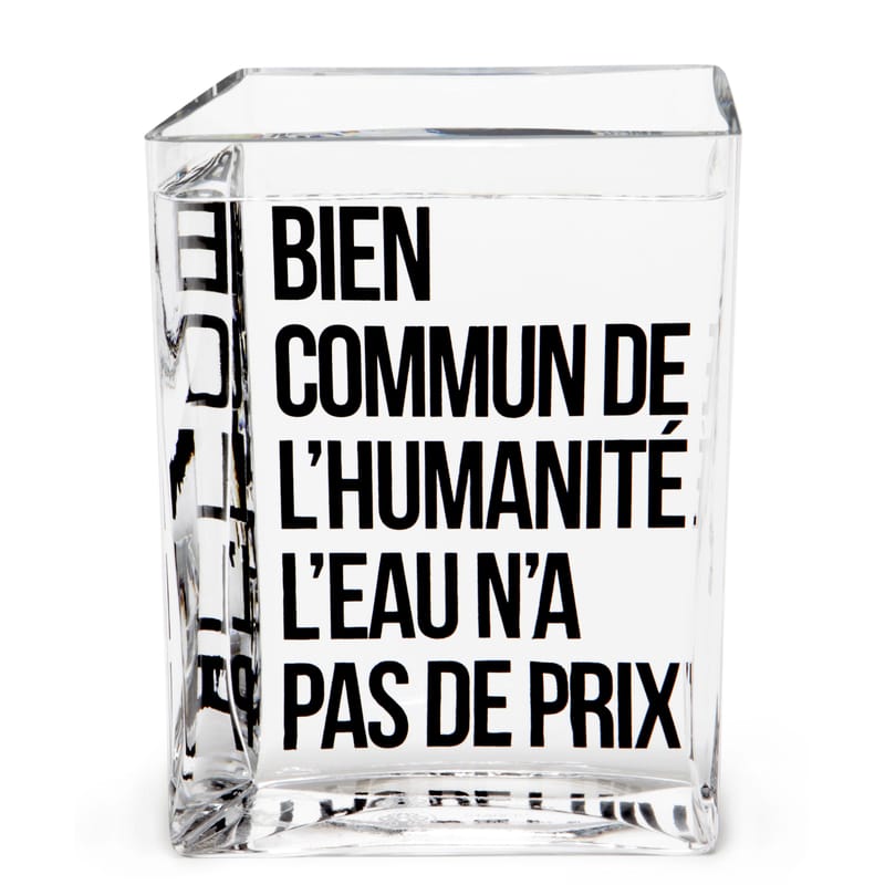 Table et cuisine - Carafes et décanteurs - Carafe La Lame d\'Eau verre transparent by Philippe Starck / 50 cl - Made in design Editions - Transparent / Message noir - Verre