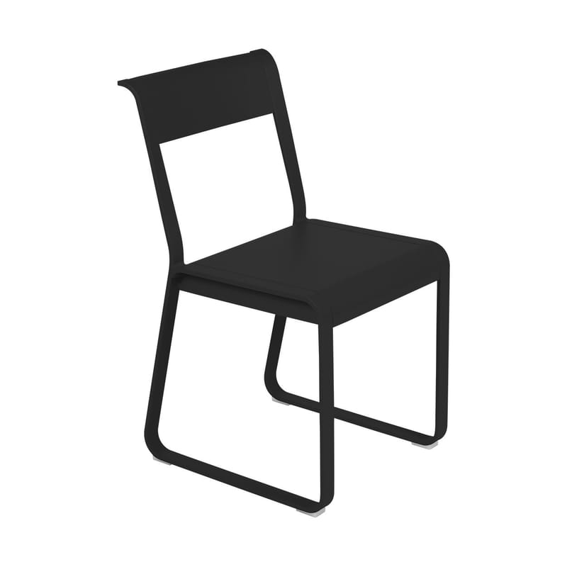 Mobilier - Chaises, fauteuils de salle à manger - Chaise Bellevie métal noir / Piètement traîneau - Fermob - Réglisse - Aluminium