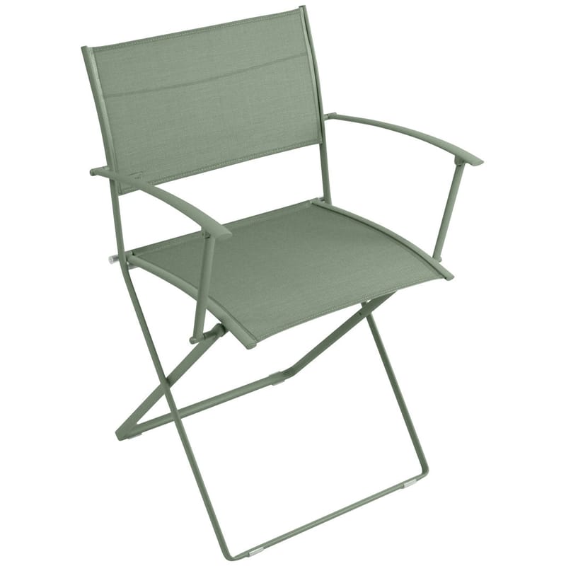 Furniture - Chairs - Plein air Folding armchair textile green / Cloth - Fermob - Cactus - Galvanized steel, Polyester cloth