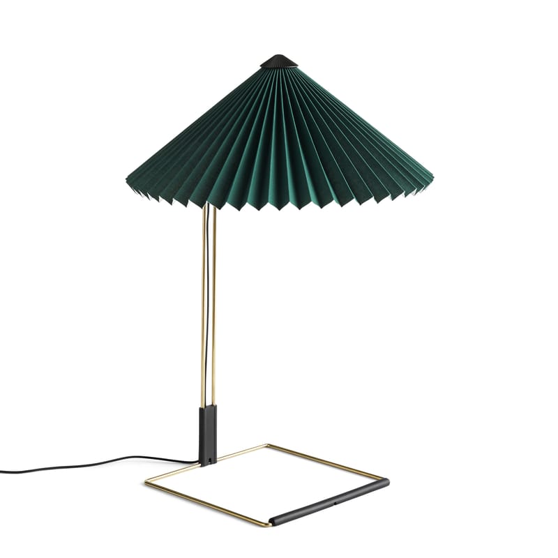 Luminaire - Lampes de table - Lampe de table Matin Large LED tissu vert / H 52 cm - Hay - Vert / Laiton poli - Acier finition laiton, Coton plissé