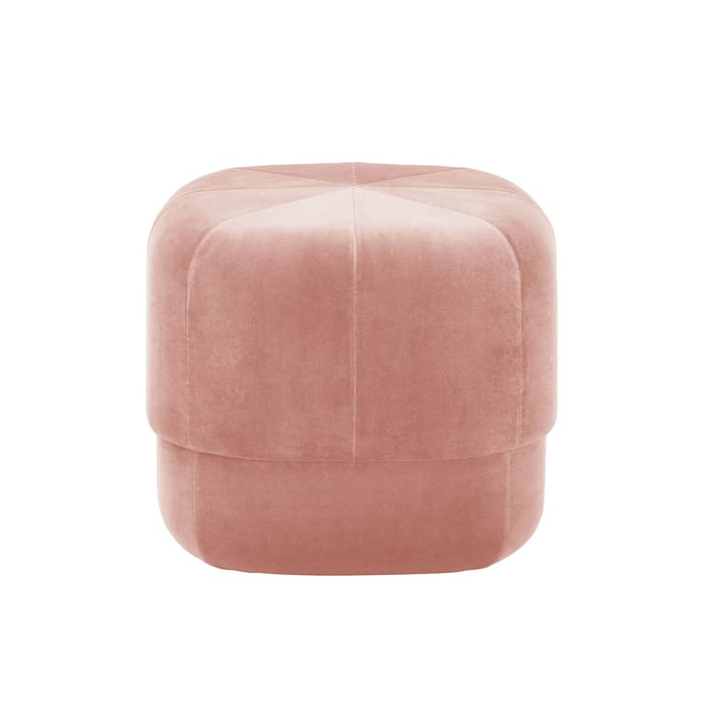 Furniture - Poufs & Floor Cushions - Circus Small Pouf textile pink Coffee table - Small - Ø 46 cm - Normann Copenhagen - Blush pink velour - Cotton, Velvet